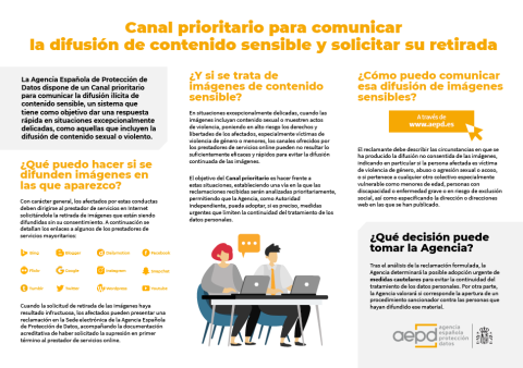 Canal prioritario para comunicar la difusión de contenido sensible y solicitar su retirada