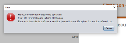 Error autofirma realizando operación